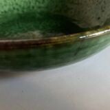 Aegitna hollow dish on heel in green glazed earthenware
