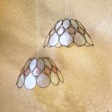 Mother-of-pearl lampshade and brass