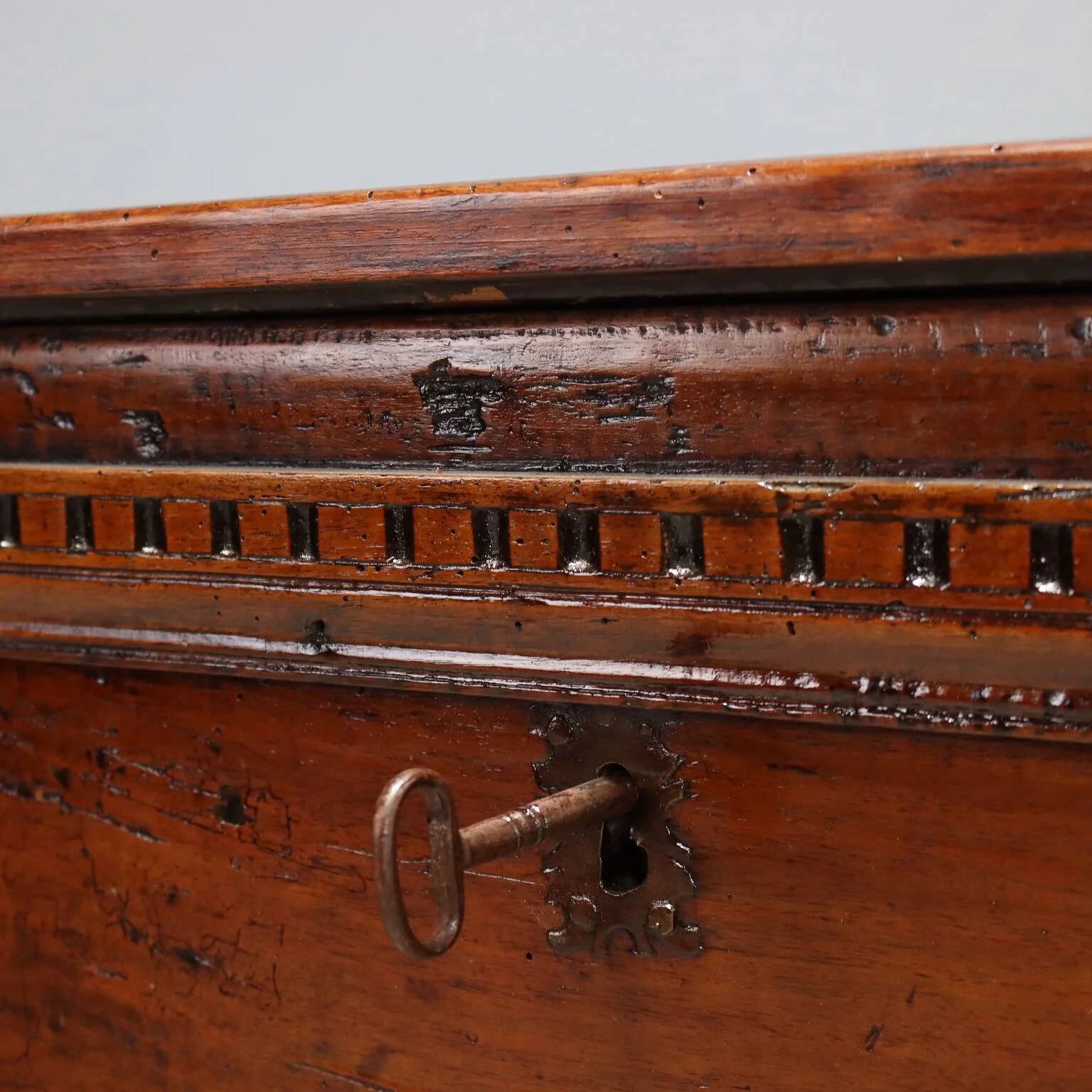 18th-century walnut chest with mouldings
