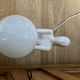 White ceramic lamp and opaline globe woman art deco art nouveau