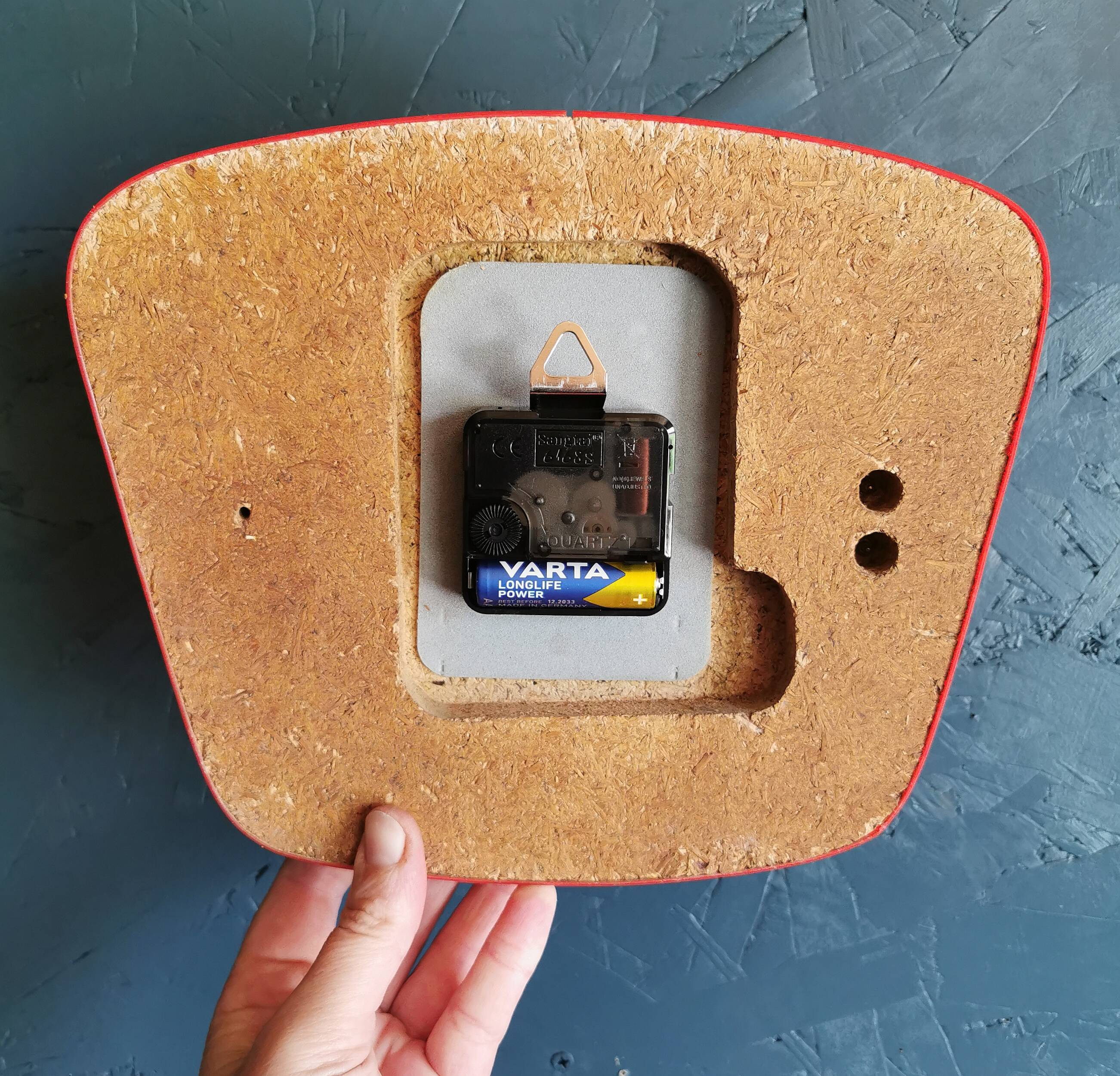 Vintage Formica clock silent trapeze wall pendulum "Jaz white orange"