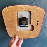 Vintage Formica clock silent trapeze wall pendulum "Jaz white orange"