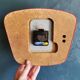 Vintage Formica clock silent trapeze wall pendulum "Jaz white orange"