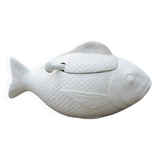 Antique white ceramic fish tureen