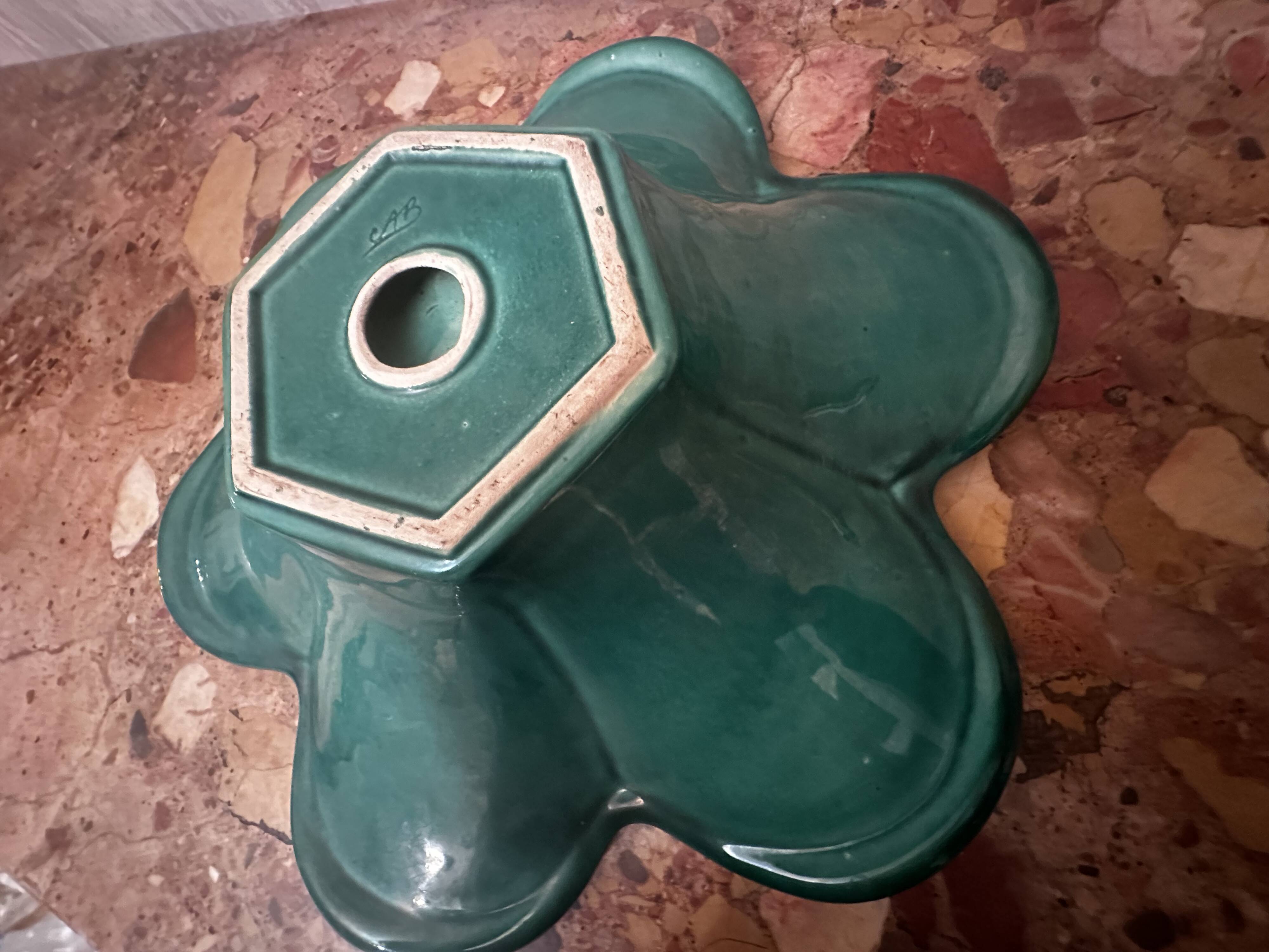 CAB Art Ceramics of Bordeaux - Large green art-deco centerpiece