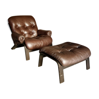 Fauteuil et ottoman par Oddvin Rykken pour Rybo Norvège 1974