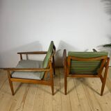 Pair of mid-century modern Danish armchairs in teak with customisable cushions – 1960