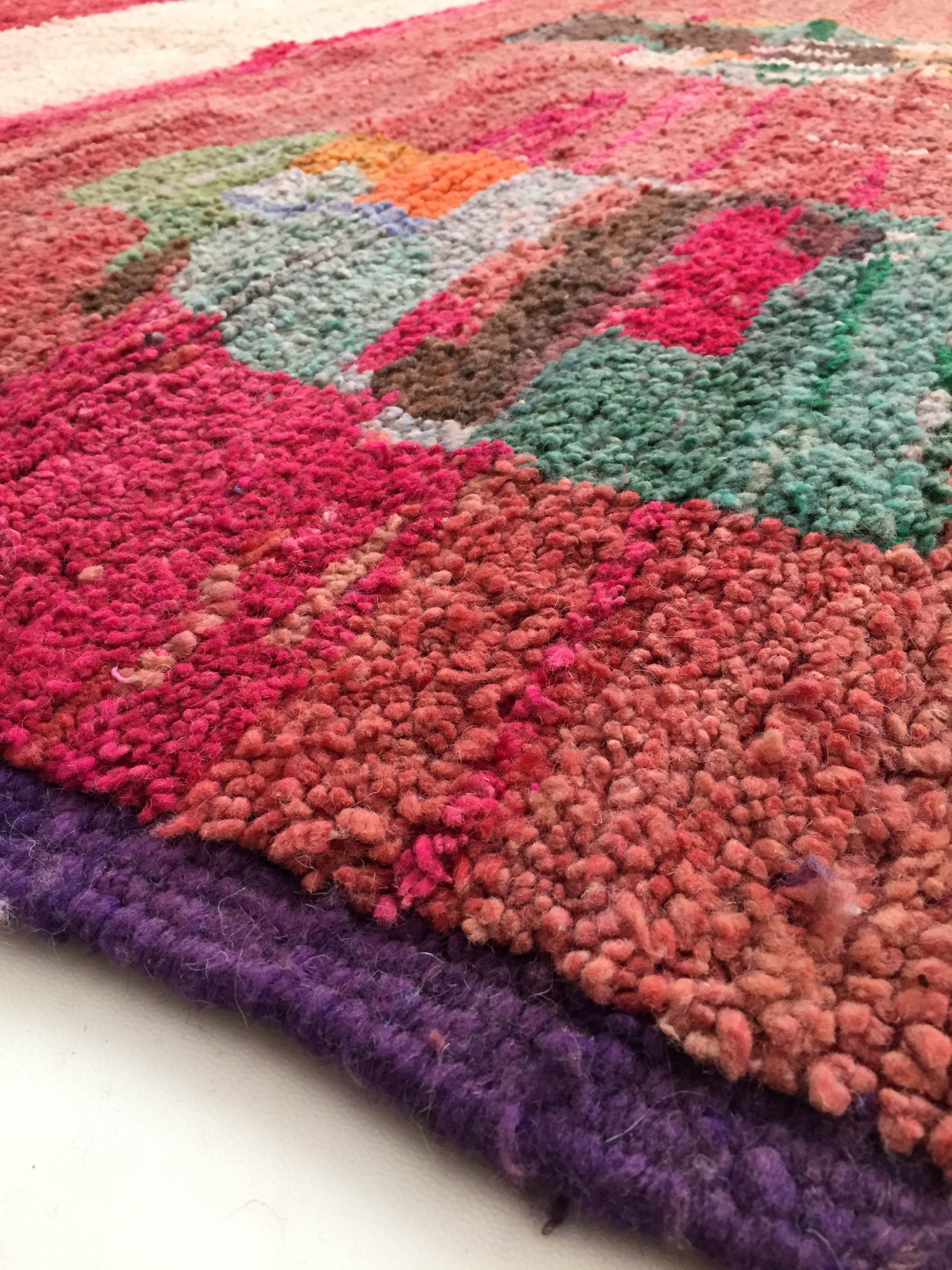 Moroccan Berber carpet red boujaad with colorful patterns 260x170cm