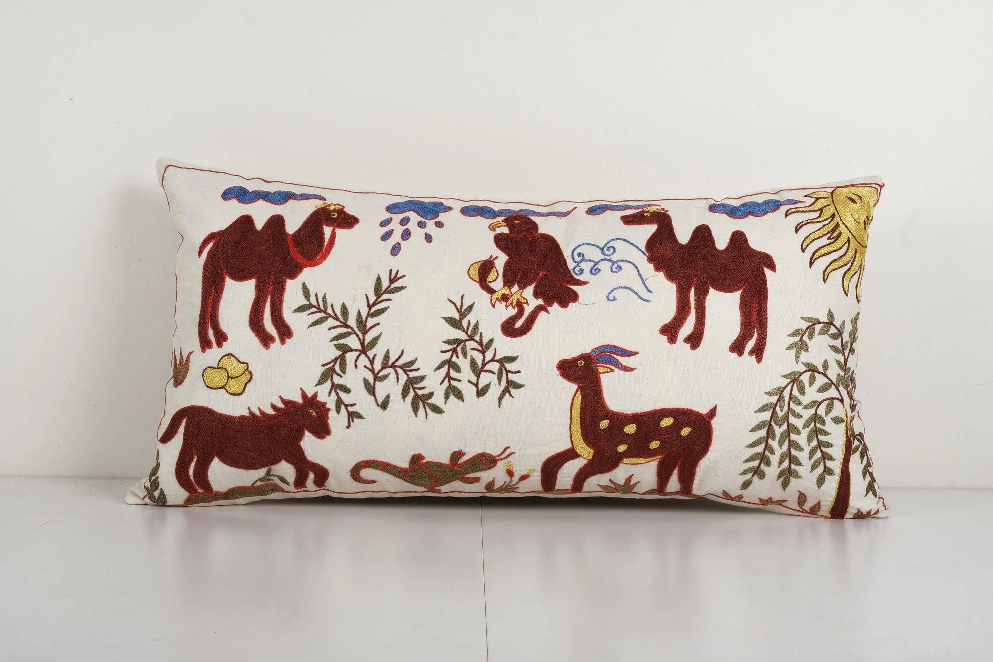 Vintage embroidered cushion cover 46x86 cm