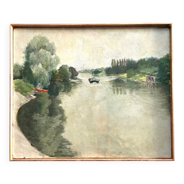 The Seine near Marly by M. Tassart around 1950. Oil on panel.