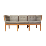 scandinavian wood and cloth three seater sofa