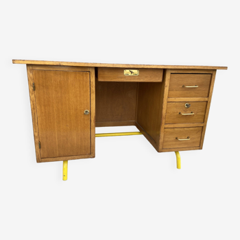 Bureau de maître d'école vintage Mullca Delagrave 1970 Mid-century Desk