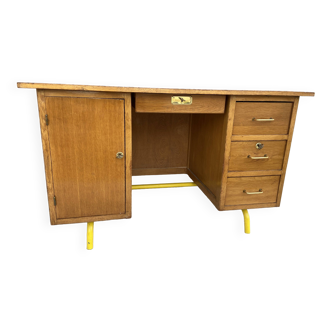 Bureau de maître d'école vintage Mullca Delagrave 1970 Mid-century Desk