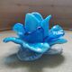 Bougeoir fleur verre soufflé bleu Murano