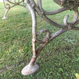 Garden bench wood and feet white patina iron