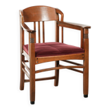 Art Nouveau design dining chair/side chair with red fabric upholstery