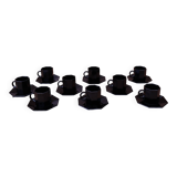 Set of 9 black coffee cups and saucers ARCOROC "Octime"