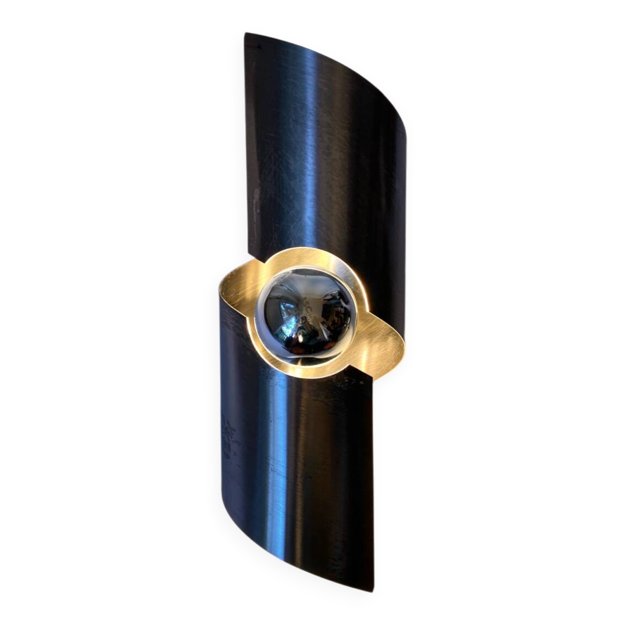 Brushed stainless steel wall light by Oxar France, vintage 1970s