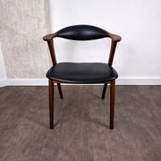Teak chair with faux leather, model 49 by Erik Kirkegaard for Høng Møbelfabrik, Denmark, 1960.