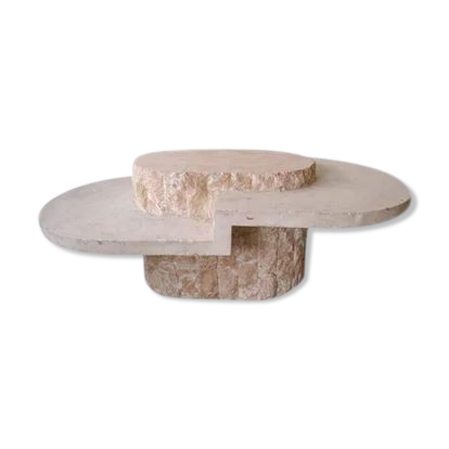 Oval coffee table in stone and marble