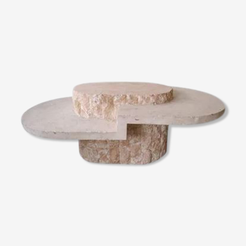 Oval coffee table in stone and marble