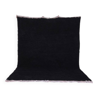 Handmade black wool Berber rug, size 150 x 250 cm