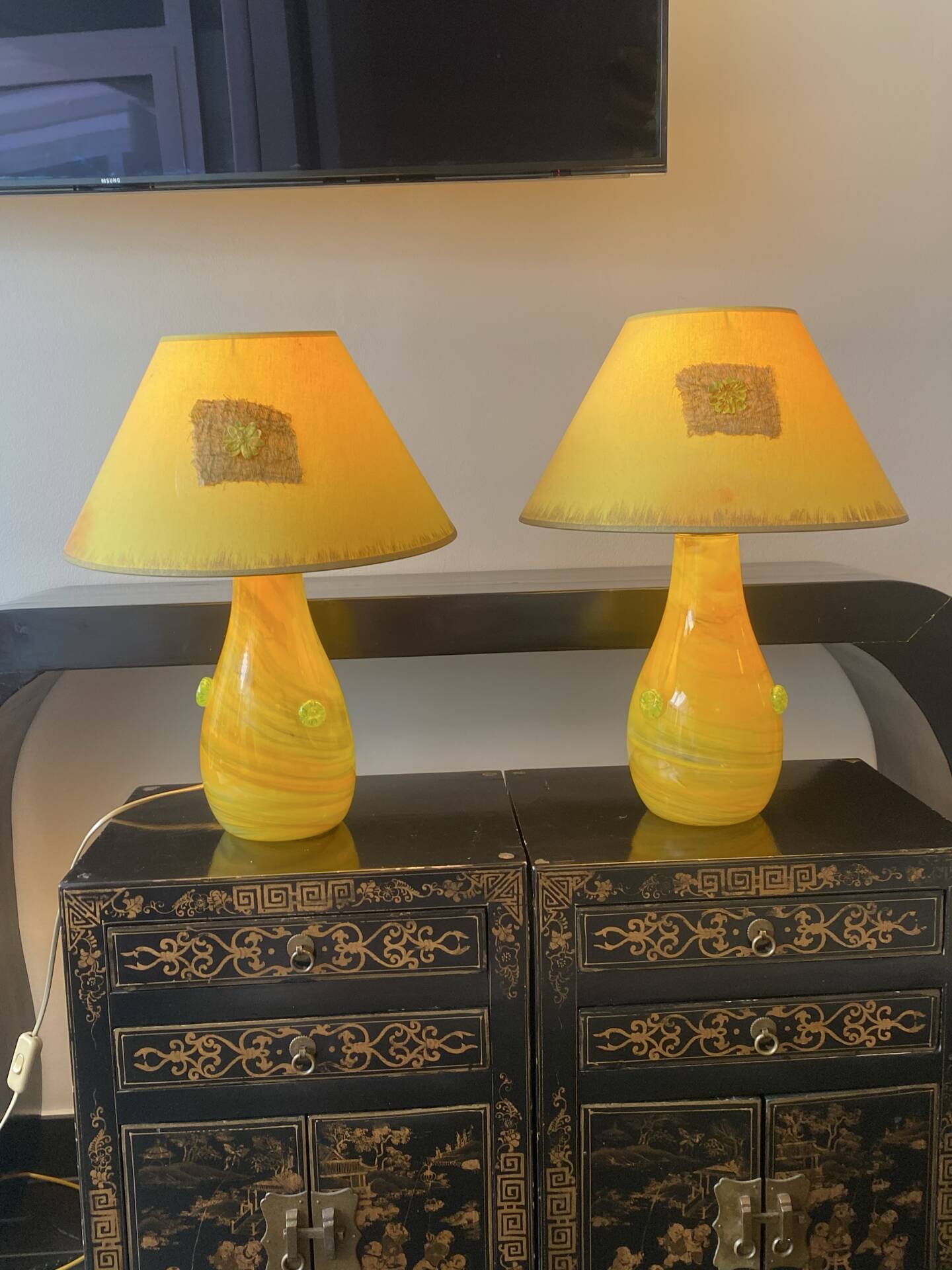 Lampes Murano en duo vintage années 90 / 2000