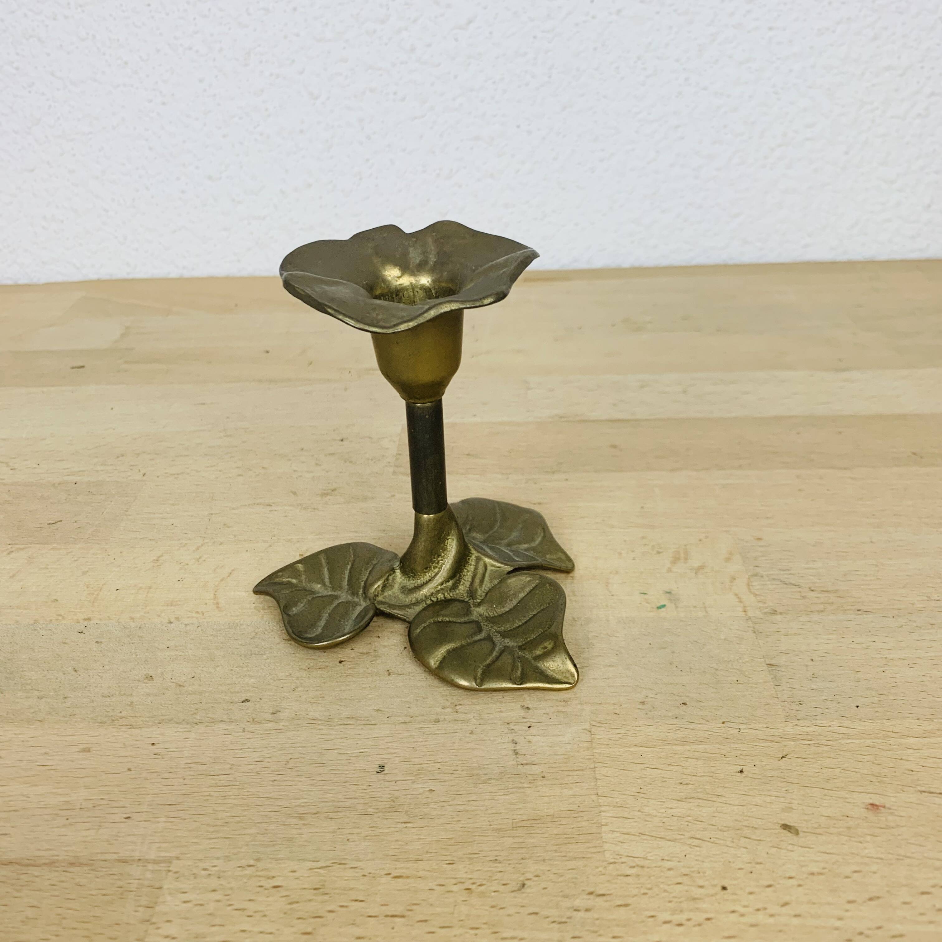 Vintage brass flower candle holder