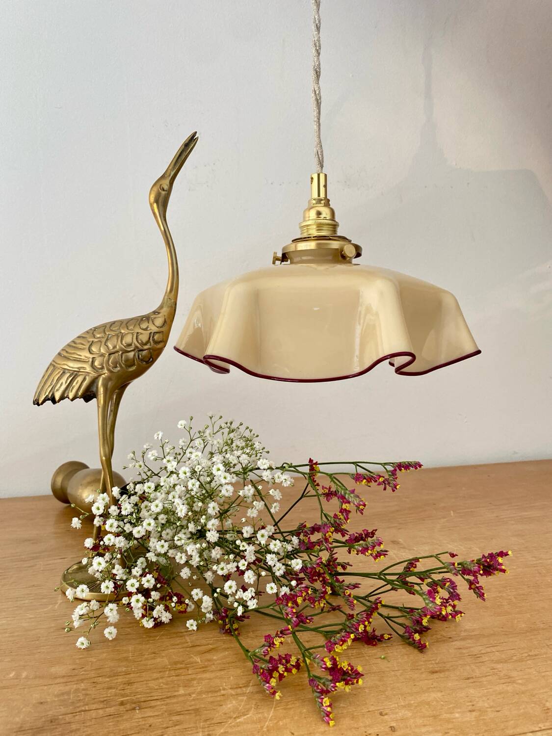 Vintage yellow opaline lampshade pendant light