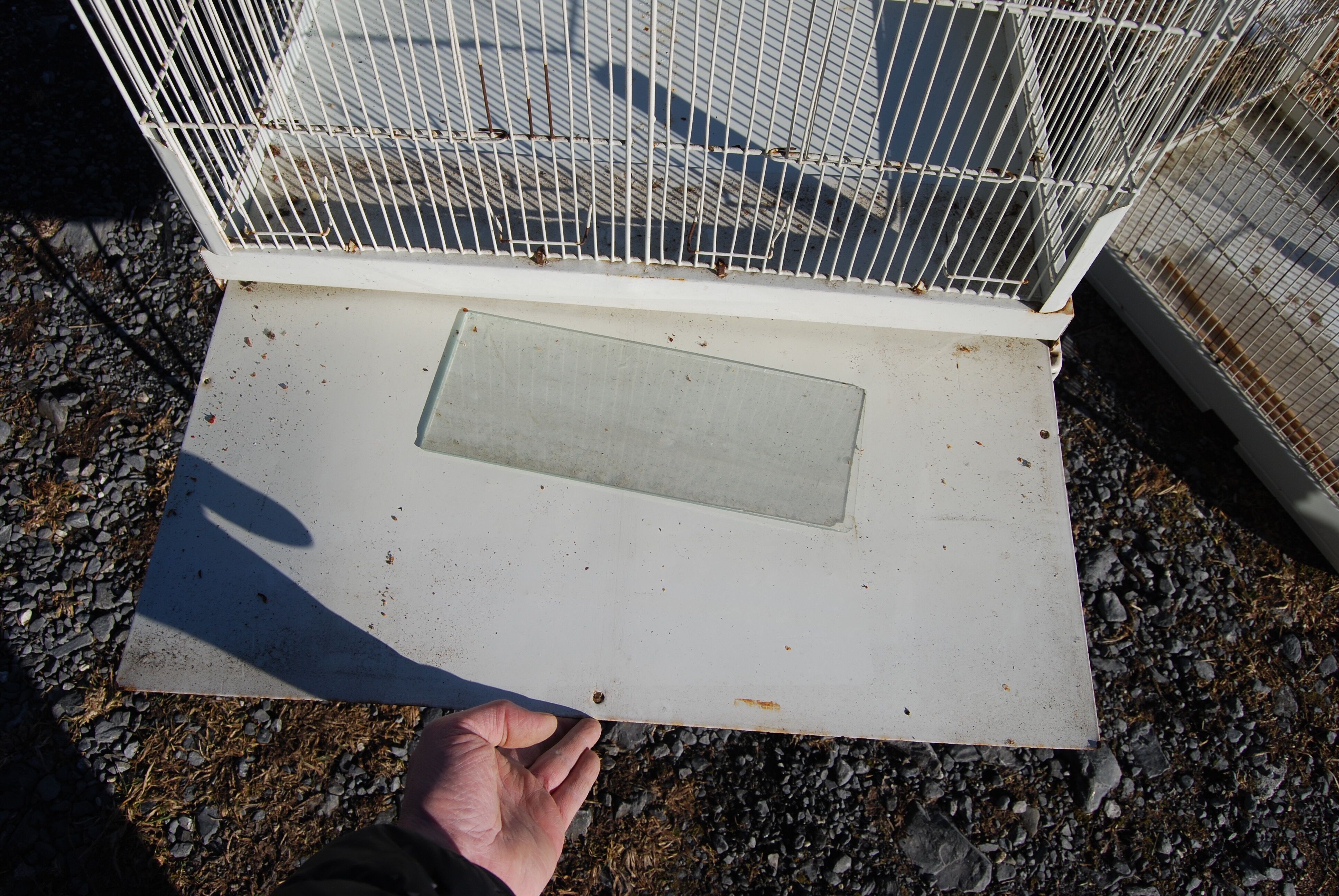 Vintage aviary, foot cage on wheels 147x67x49cm.