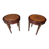 Pair of Louis XVI style stools with caned seats.