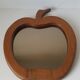 Apple shaped wooden mirror, design 70's, 55x60cm