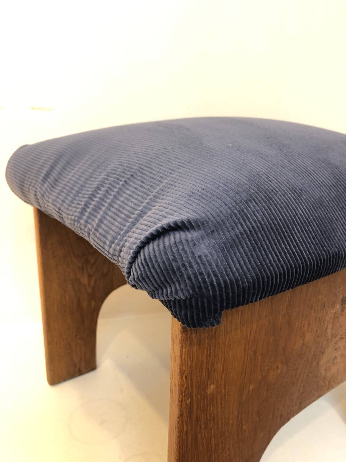 Brutalist velvet stool, 1970