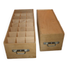 Lot de 2 boites à 24 casiers en bois avec leurs 2 poignées
