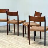 Danish chairs in teak and paper cord by Poul Volther (1960)