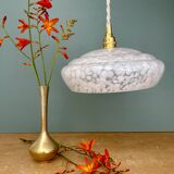 Vintage white Clichy glass lampshade pendant light