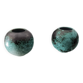 Pair of Primavera round vases, in glazed ceramic, Art Deco