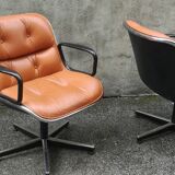 Leather swivel armchair by Charles Pollock 1970