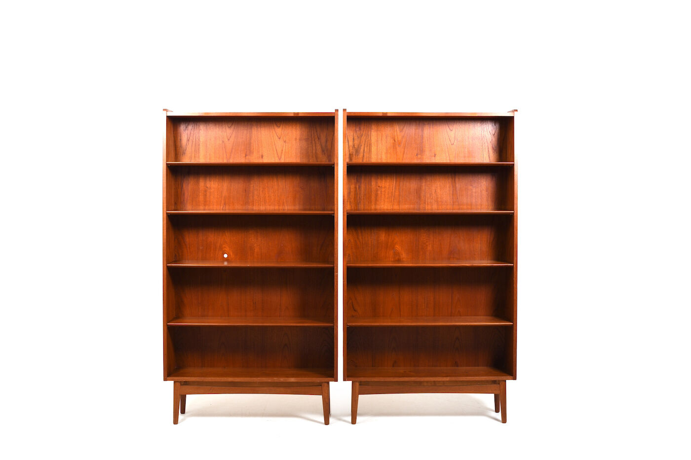 Pair conical Danish Bookcases in Teak by Johannes Sorth
