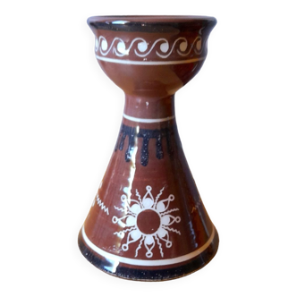 Quimper earthenware candle holder signed