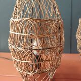 Pair of vintage rattan lamp