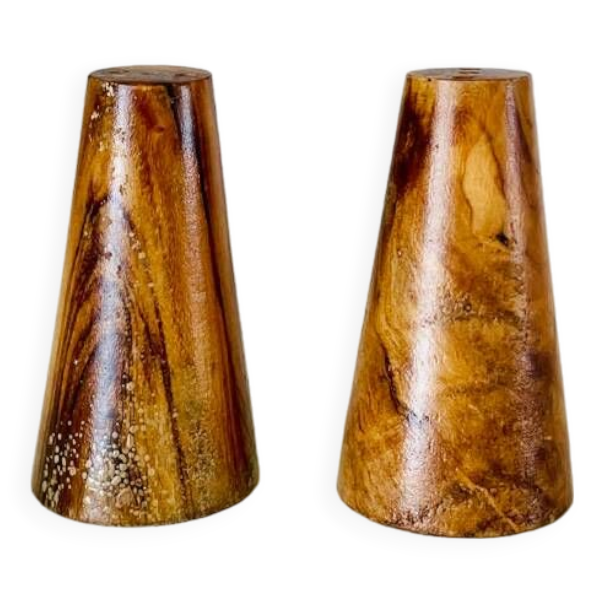 Vintage olive wood salt and pepper set