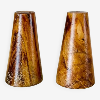 Vintage olive wood salt and pepper set