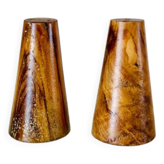 Vintage olive wood salt and pepper set