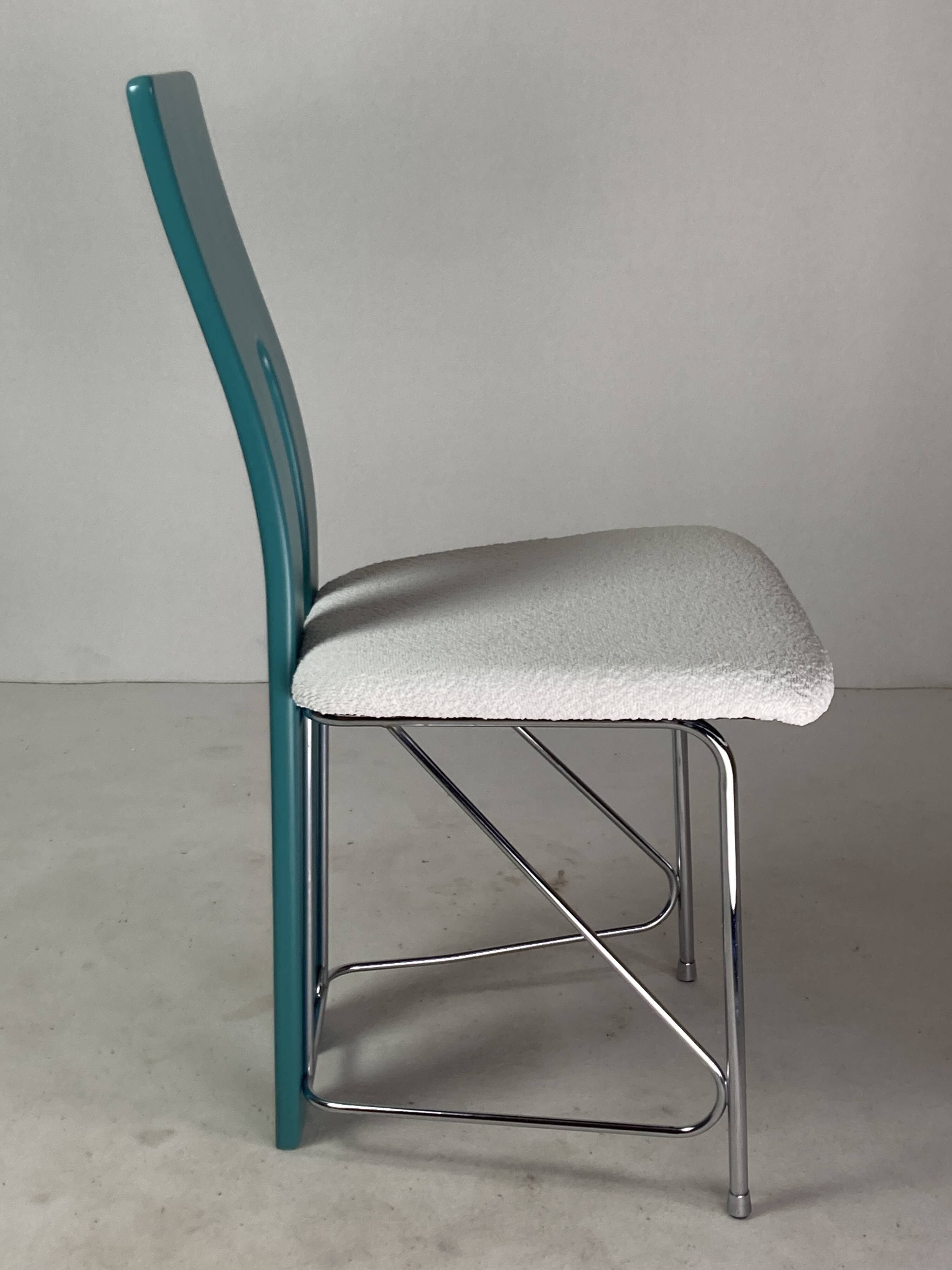 Set of 6 Memphis dining chairs in bouclé, 1980s