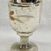 Painted blown glass egg cup with mercury gilding, 19th century.