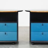 Set of 2 (bedside) tables by Umberto Asnago for Giorgetti on wheels