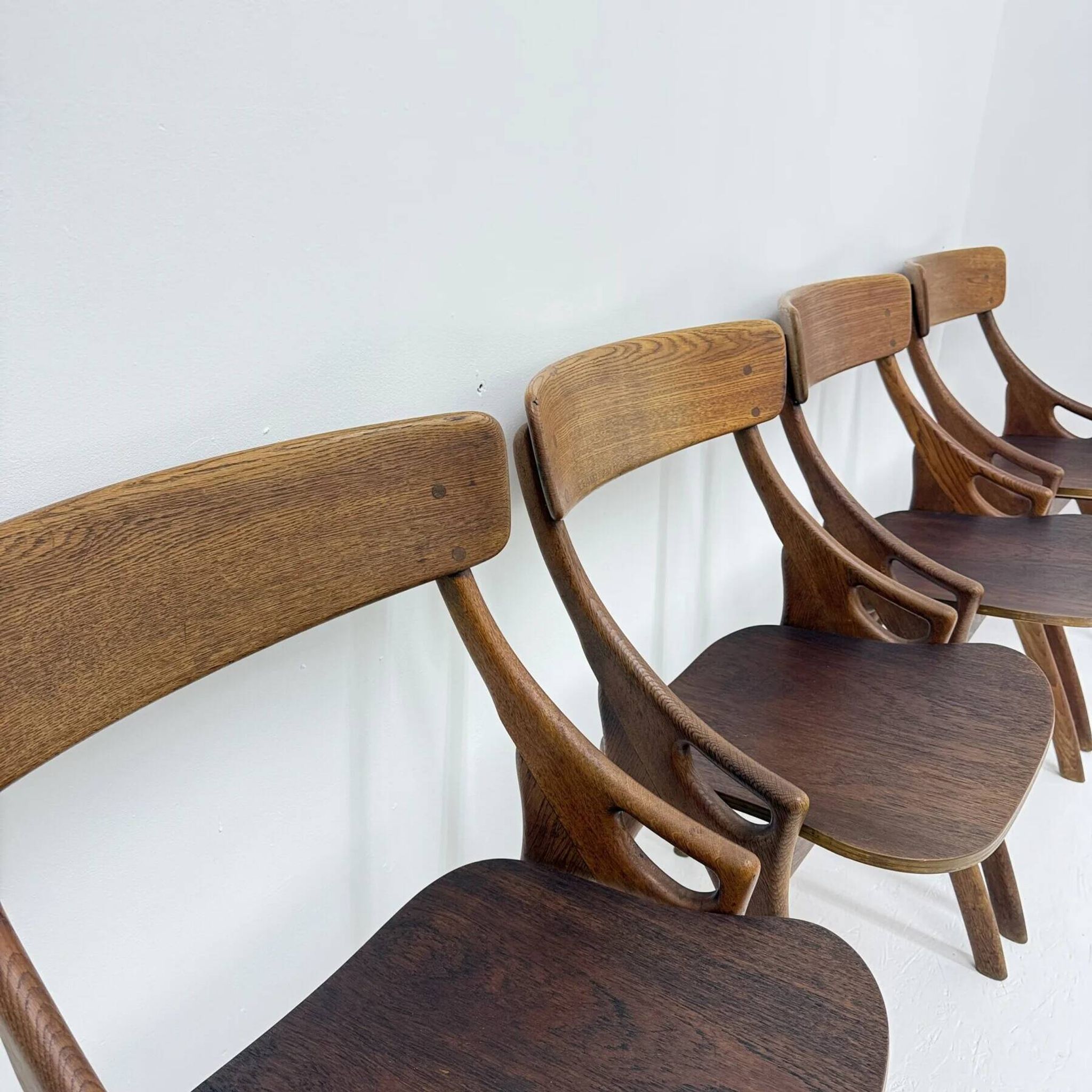 Set of 4 vintage Danish dining chairs by Hovmand Olsen for Mogens Kold, 1960s