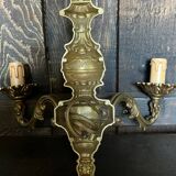 Pair of vintage golden bronze 2-light wall lights