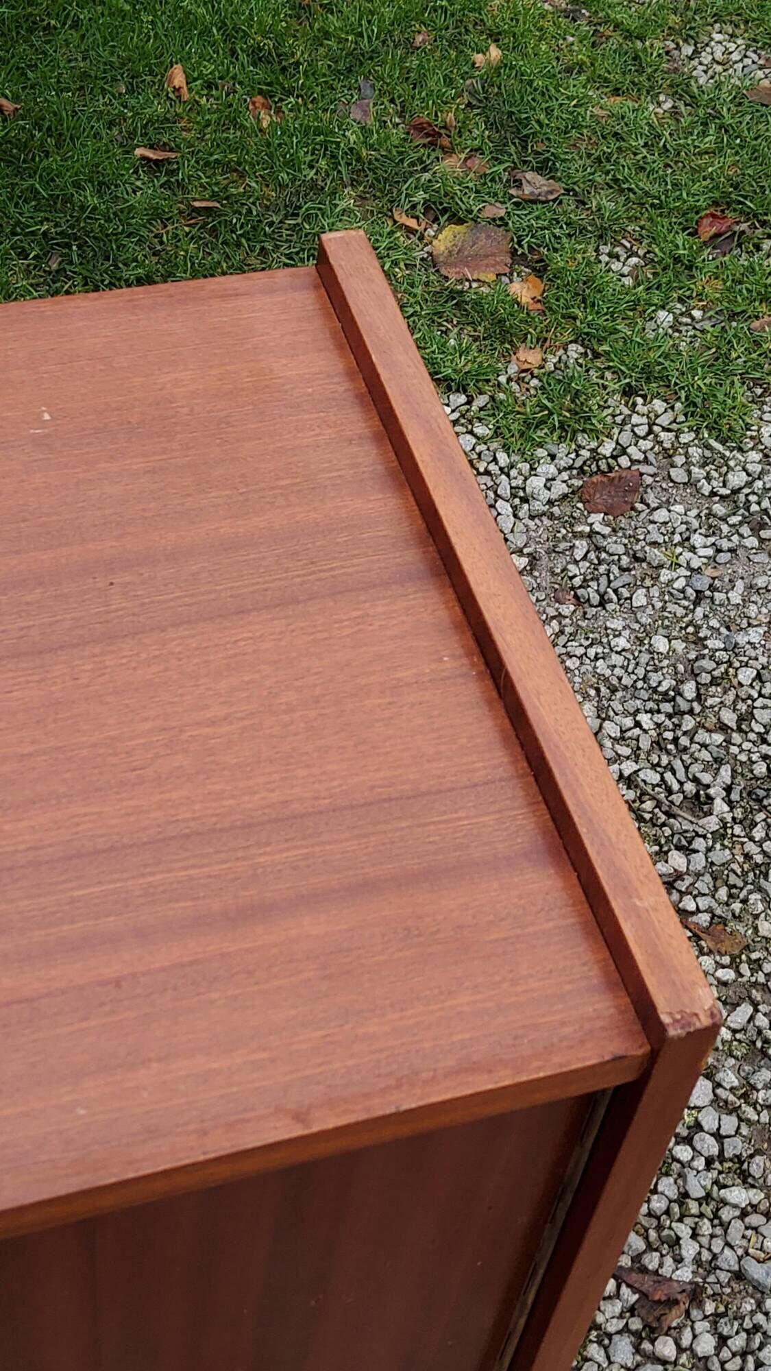 Pair of vintage mahogany sideboards with square metal legs from the 60s